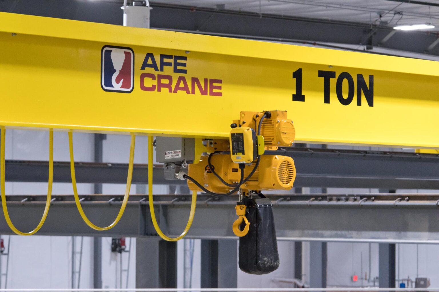 Harrington NER Electric Chain Hoist with Hoist Mounted Radio and Quick Disconnect for Wired Spare Pendant