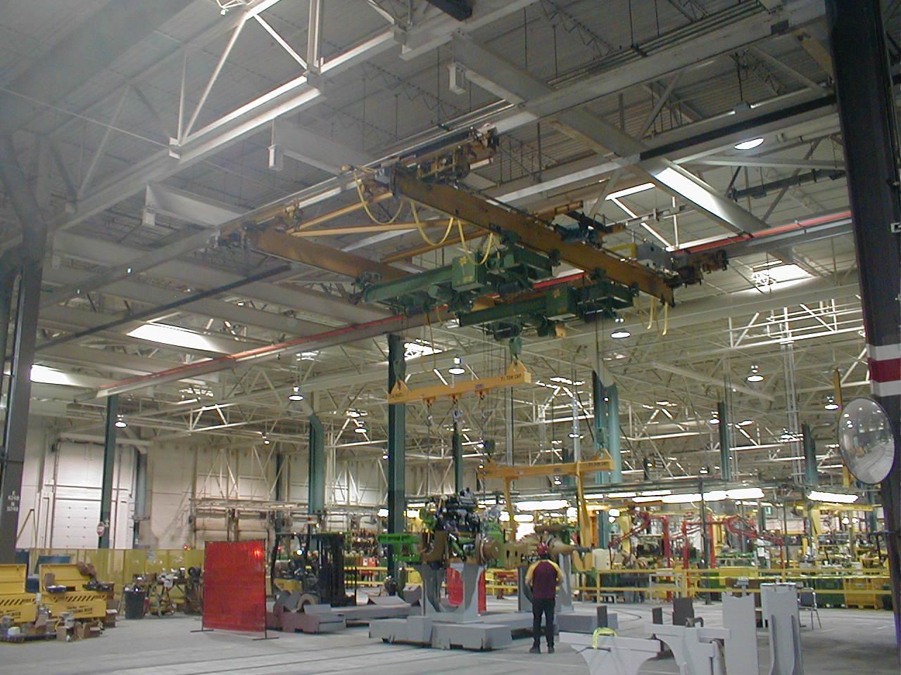 30 Ton Under Hung Double Girder Patented Track Bridge Crane, with Two Dual Hook Hoists