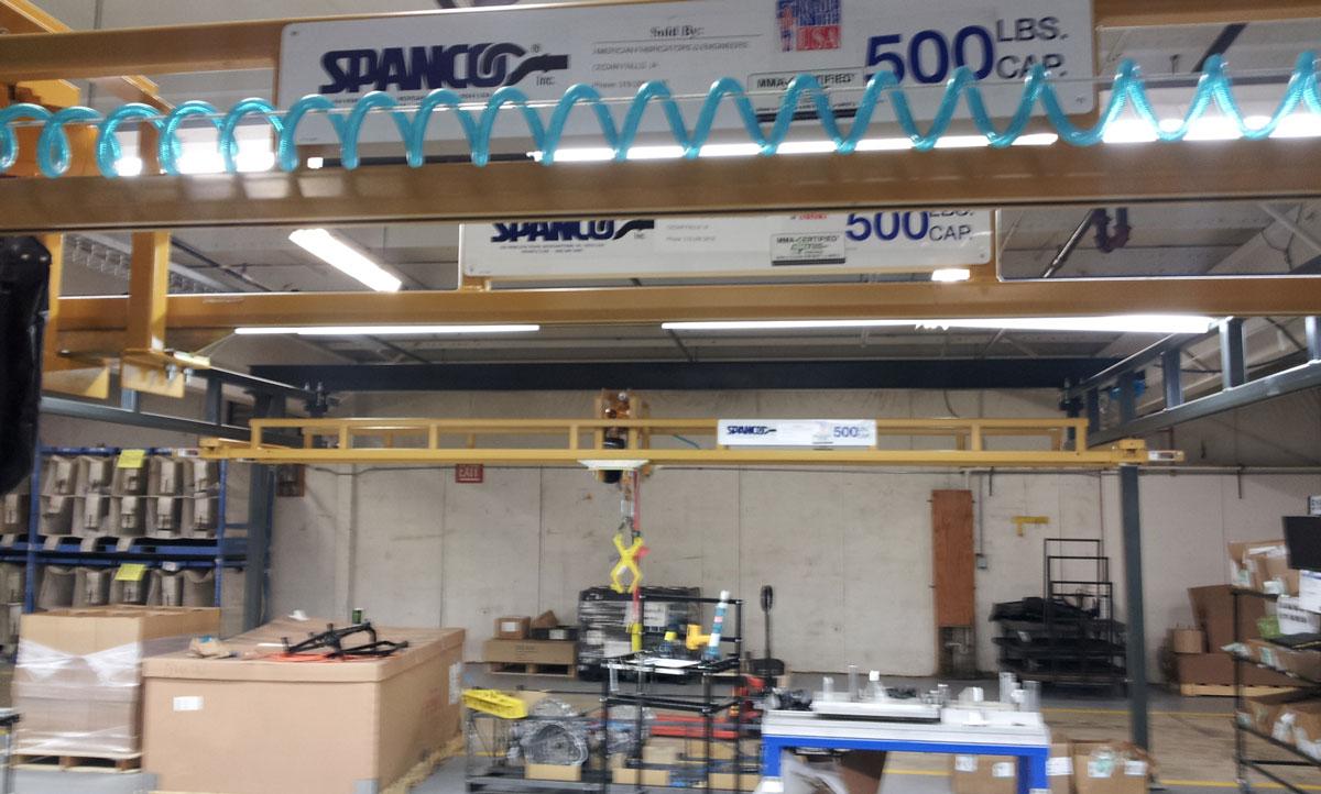 500lb Capacity Spanco Truss-Style Workstation Bridge Crane and Runway