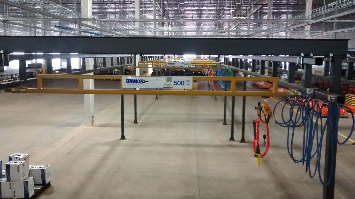 Spanco Truss-Style Freestanding Workstation Bridge Crane System with Air Hoist