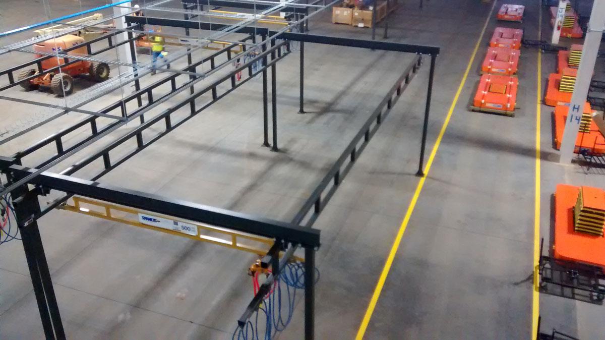 Spanco Truss-Style Freestanding Workstation Bridge Crane System with Air Hoist