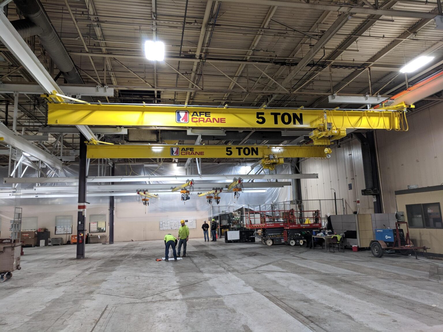 Two 5 Ton Under Hung Patented Track Bridge Cranes