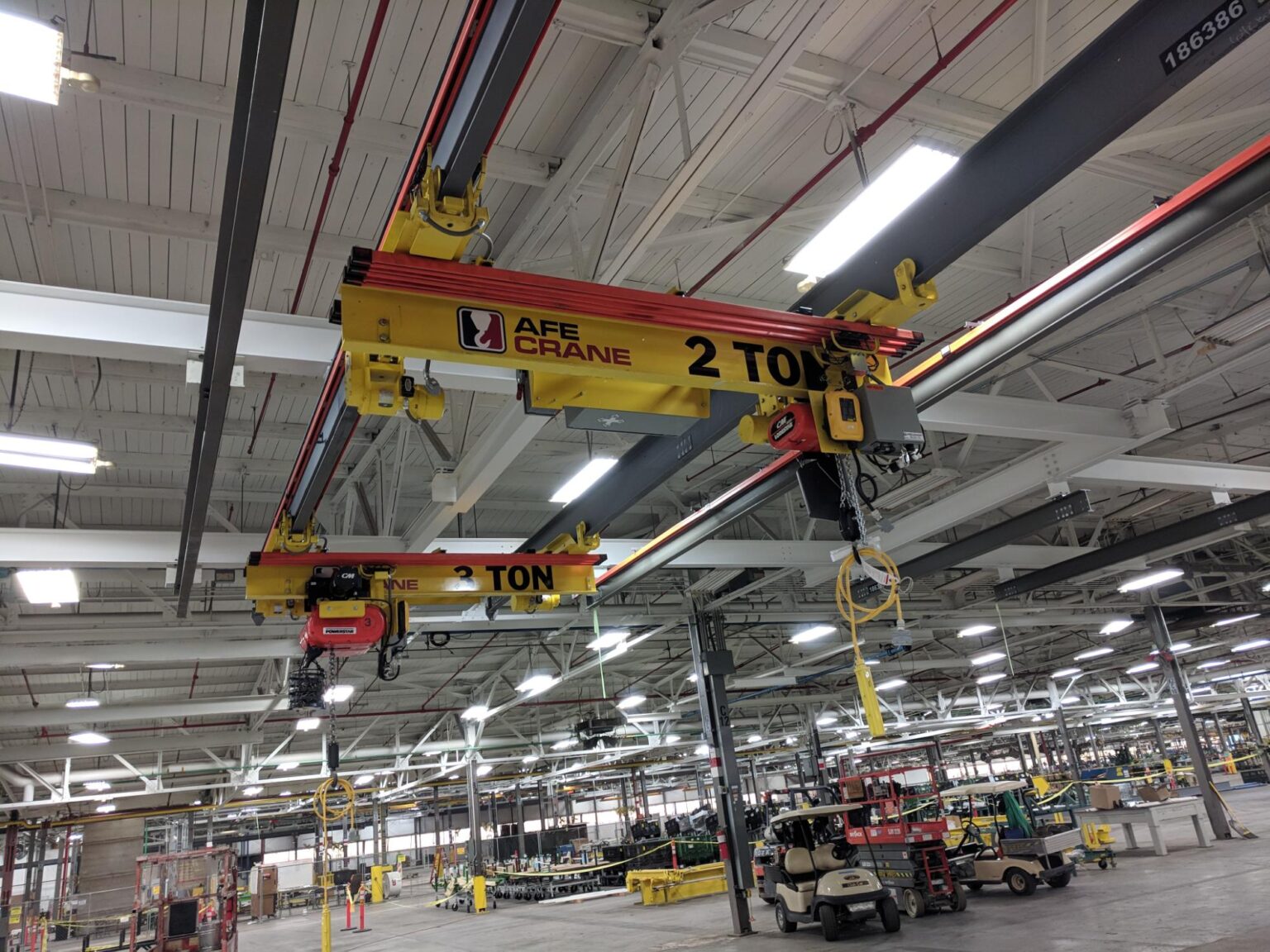Two 3 Ton Under Hung Patented Track Bridge Crane
