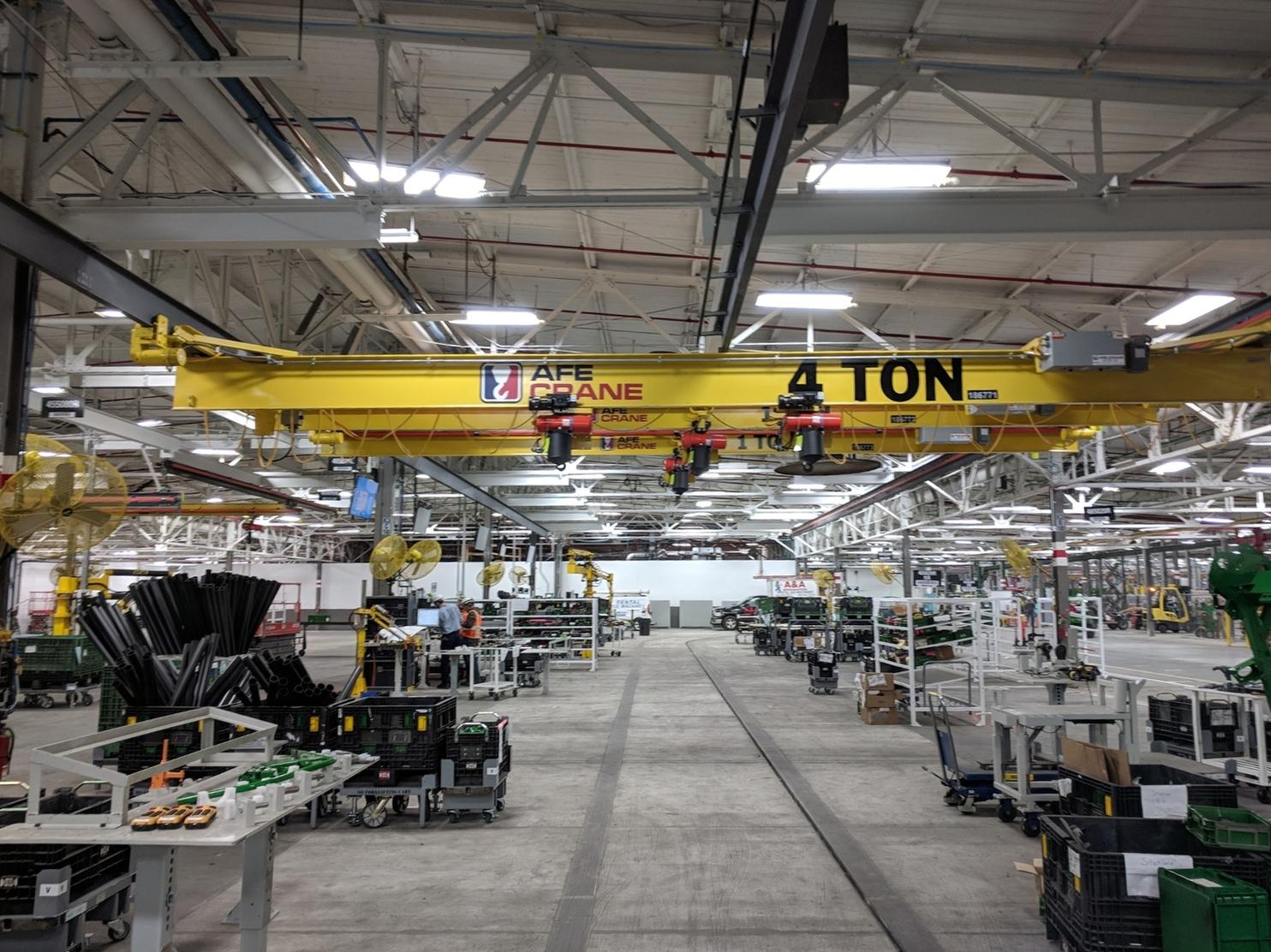 4 Ton Under Hung Single Girder Bridge Crane with two 2 Ton Hoists