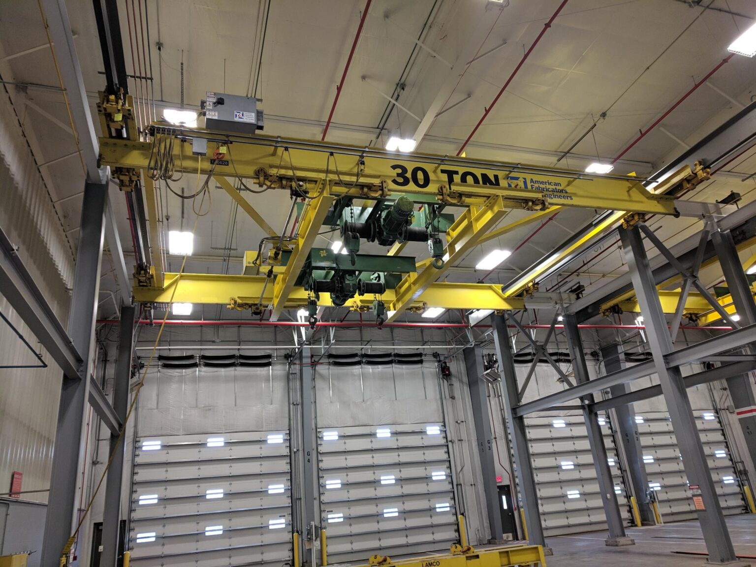 30 Ton Under Hung Double Girder Bridge Crane with Two Twin Hook Hoists